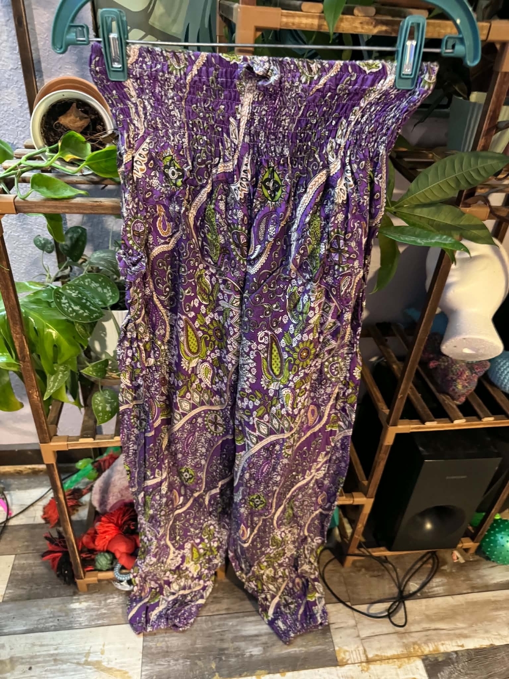 Purple Paisley Smocked-Waist Maxi Dress